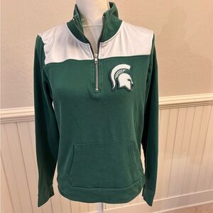 PINK Victoria's Secret Green and White Pullover Sweatshirt.